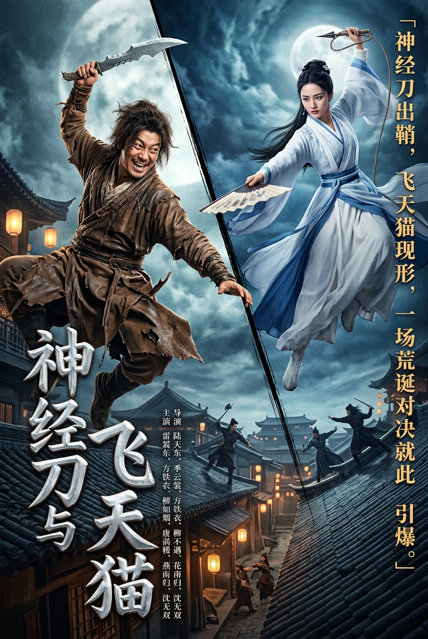 《神经刀与飞天猫》海报